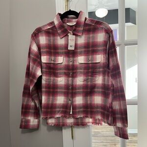 Lucky Brand Pink and White Plaid 100% cotton Shirt Sz S NWT